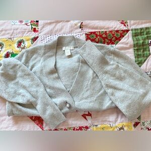 H&M grey sweater with pearl buttons